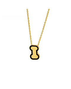 Wholesale Stainless Steel Necklace Dripping Oil Letter Pendant Necklace-I-Black