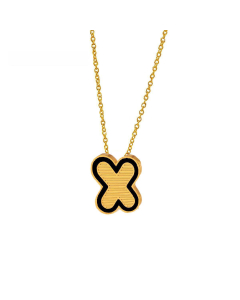 Wholesale Stainless Steel Necklace Dripping Oil Letter Pendant Necklace-X-Black