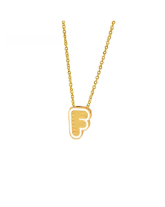 Wholesale Stainless Steel Necklace Dripping Oil Letter Pendant Necklace-F-White