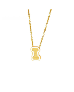 Wholesale Stainless Steel Necklace Dripping Oil Letter Pendant Necklace-I-White