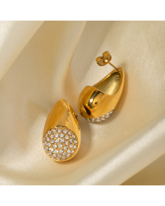 Wholesale Stainless Steel Earrings Drop Shaped With Rhinestone Earrings