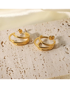 Fashion Triple C-Shaped Stainless Steel Earrings