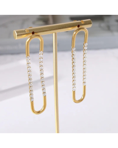 Fashion Temperament Geometric U-Shaped Zircon Titanium Steel Earrings