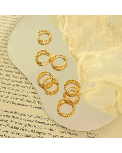 Simple Geometric Embossed Circle Niche Titanium Steel Earring