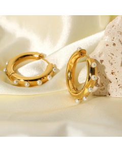 Wholesale Pearl Hoop Round Ear Clip Colorza