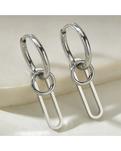 Retro New Simple Circle Stainless Steel Pendant Earrings