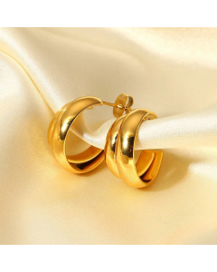 Fashion Simple 18K Gold Stainless Steel Geometric Hoop Earrings