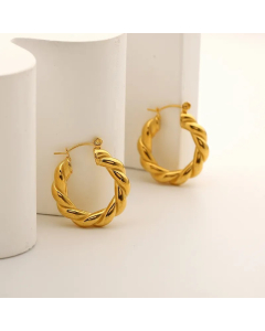 Classic Gold-Plated Stainless Steel Ring Twisted Earrings