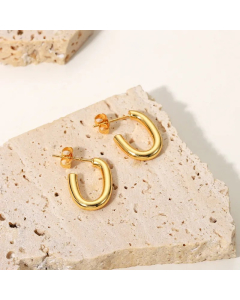 Fashion Oval Hoop Earrings Jewelry Stainless Steel C Shape Jewelry