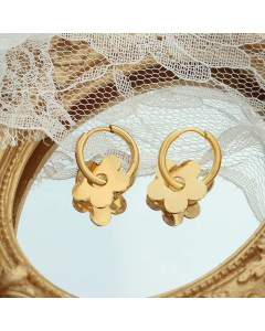 French StyleHot Selling Popular Light Luxury Flower Eardrops Stud Earrings Titanium Steel Plated 18K Gold Earrings Girl