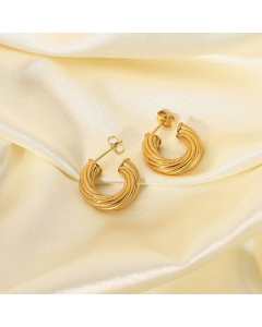 Colorza Wholesale Jewelry Fashion 18K Gold-Plated Stainless Steel Twisted Earrings