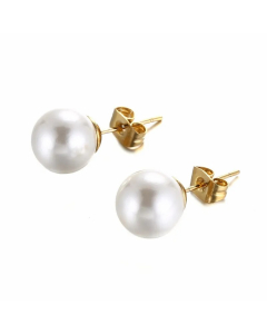 Fashion Pearl Titanium Steel Freshwater Pearl Earrings Stainless Steel Round Pearl Earrings