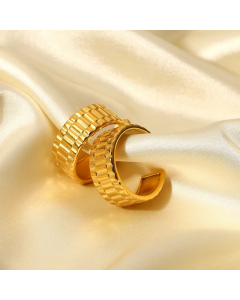 Fashion 18K Gold-Plated Stainless Steel Watch Band Shaped C-Type Earrings Wholesale