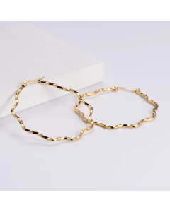 AML Ornament Wholesale Temperament Goddess Style Flower-Shaped Earrings Stainless Steel 18K Gold Twisted Big Ear Ring Simple Bracelet