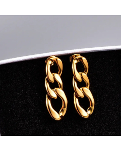 Wholesale Jewelry Retro Chain Titanium Gold Plated Earrings Colorza