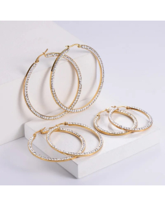 Wholesale Titanium Steel Square Electroplating Diamond Earrings Colorza
