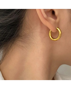 Simple Geometric Solid Color Stainless Steel Plain Hoop Earrings Wholesale