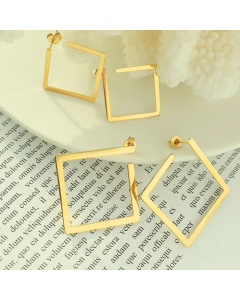 Simple Geometric Square Plain Titanium Steel Earrings Wholesale