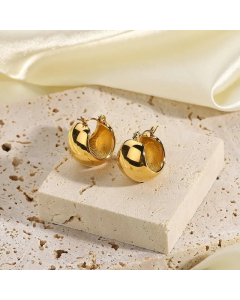 Simple Spherical Gold-Plated Stainless Steel Earrings