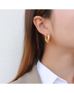 INS Style Texture Special-Shaped Hand-Made Earrings Stainless Steel 18K Gold Plated Color-Preserving Earrings