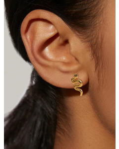 Fashion 18K Gold Electroplated Stainless Steel Snake-Shaped Earrings