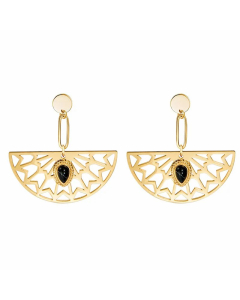 Fan-Shaped Fashion Natural Stone Water Drop Stainless Steel Earrings