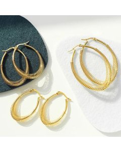 Simple Retro Oval Geometric Spring U-Shaped Titamium Steel Earrings