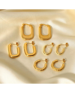Simple Titanium Steel 18K Gold Geometric Hoop Earrings Jewelry Women