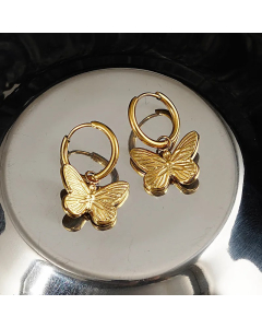 Fashion Butterfly Titanium Steel Pendant Earrings Wholesale