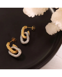 Vintage Geometric Ring Buckle Oval Shaped Double Layer Titanium Steel Earrings