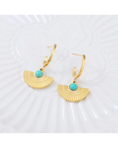 Fashion Turquoise Stainless Steel Pendant Contrast Color Earrings Wholesale