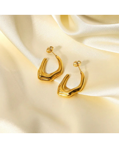 Fashion Irregular Shaped C-Shaped Stainless Steel Earrings Wholesale