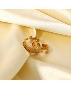 Fashion 18K Gold Inlaid Star Zircon Simple Stainless Steel Earrings