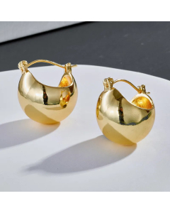 Fashion Copper Plated Real Gold Three-Dimensional Semicircular Short Earrings