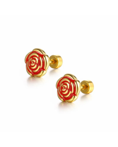 Retro Rose Flower Titanium Steel Stud Earrings Single