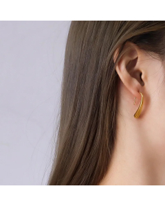 Unique Small Water Drop Hook Geometric Titanium Steel Plated 18K Gold Ear Stud