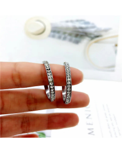 Big Hoop Rhinestones Fashion Female Full Diamond Titanium Steel Earrings