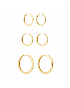 Fashion Simple Gold And Silver Plain Hoop Titanium Steel Earrings