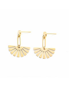 Simple Geometric Creative Stainless Steel Fan-Shaped Earrings