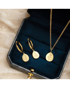 Fashion Rose Necklace Set Fashion Simple Titanium Steel Earrings