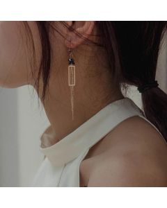 Geometric Long Tassel Earrings Temperament Titanium Steel Earrings