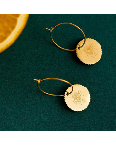 Fashion Circle-Shaped Awn Star Stainless Steel Fashion Geometric Earrings