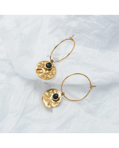 Fashion Vintage Circle Earrings Natural Stone Titanium Steel Jewelry