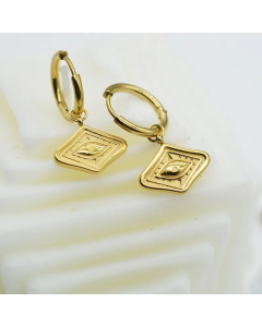 Stainless Steel Pendant Diamond-Shaped Eyes Texture Earrings