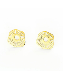 Fashion Stainless Steel Hollow Lotus Leaf Shape Simple Earrings