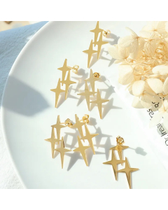 Simple Exaggerated Cross Star Titanium Steel Earrings