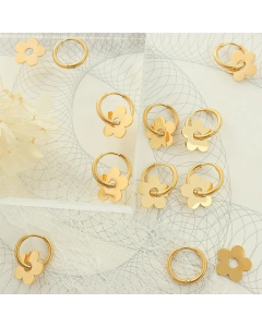Simple Geometric Retro Flower Titanium Steel Earrings