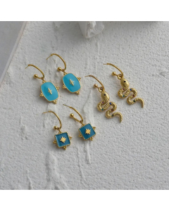 Fashion Retro Snake Earrings Women Simple Star Titanium Steel Earrings