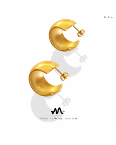 Fashion Geometric Glossy C-Shaped Wide Face Titanium Steel Earrings