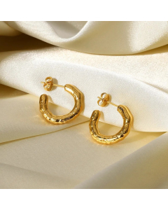Vintage Geometric Stainless Steel Lava C-Shaped Earrings Jewelry Wholesale